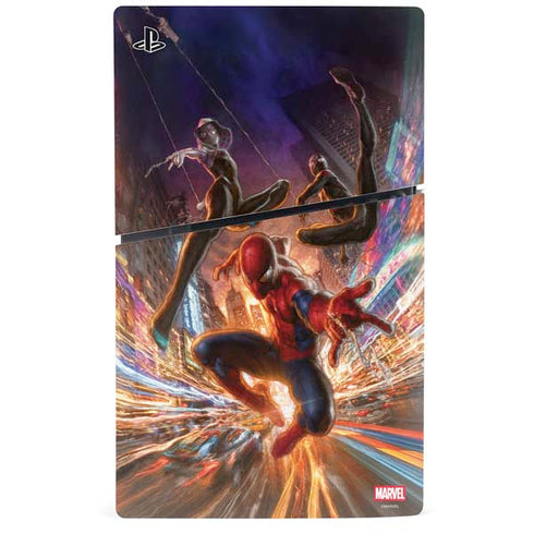 Marvel Spiderman Group Wall PS5 Slim Digital Edition Console Skin